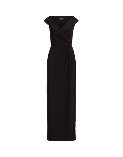 Ralph Lauren Sleeveless Pinched-waist Gown In Black