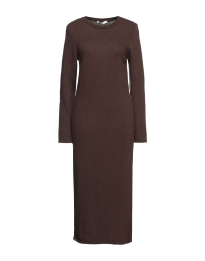 Shop Na-kd Woman Midi Dress Brown Size M Polyamide, Wool, Viscose