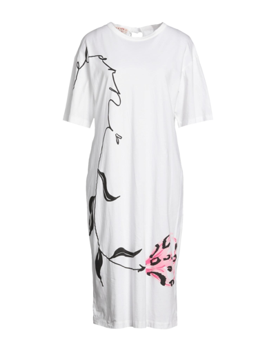 Shop Marni Woman Midi Dress White Size 2 Cotton