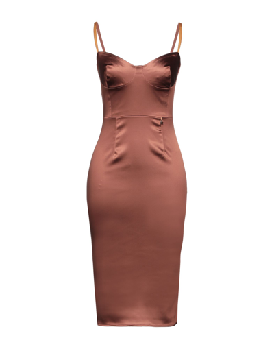 Shop Elisabetta Franchi Woman Midi Dress Brown Size 6 Acetate, Polyamide, Elastane