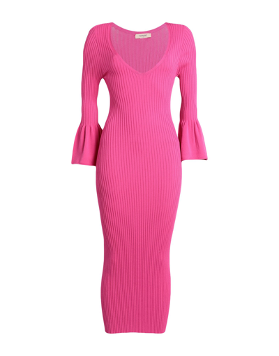 Shop Twinset Woman Midi Dress Fuchsia Size Xs Viscose, Polyester