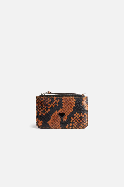 Shop Ami Alexandre Mattiussi Ami De Caur Zipped Wallet In Brown