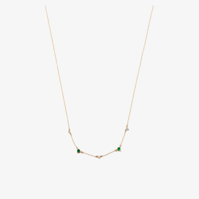 Adina Reyter 14k Yellow Gold Amigos Station Emerald Diamond Necklace In Gold