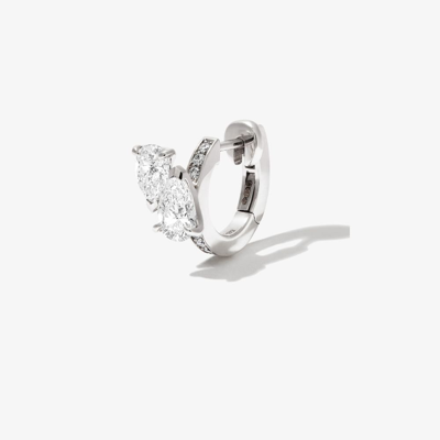 Shop Repossi 18k White Gold Serti Sur Vide Diamond Hoop Earring In Silver