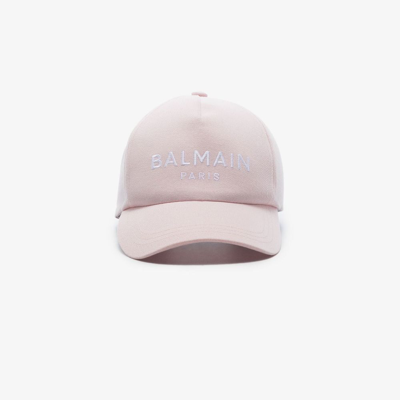 Shop Balmain Pink Logo Cotton Baseball Cap