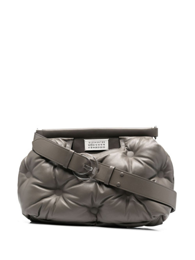 Shop Maison Margiela Grey Glam Slam Leather Shoulder Bag