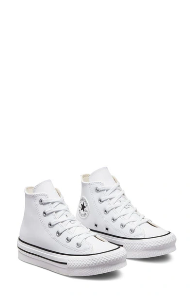 Shop Converse Kids' Chuck Taylor® All Star® Eva Lift High Top Sneaker In White/ Natural Ivory/ Black