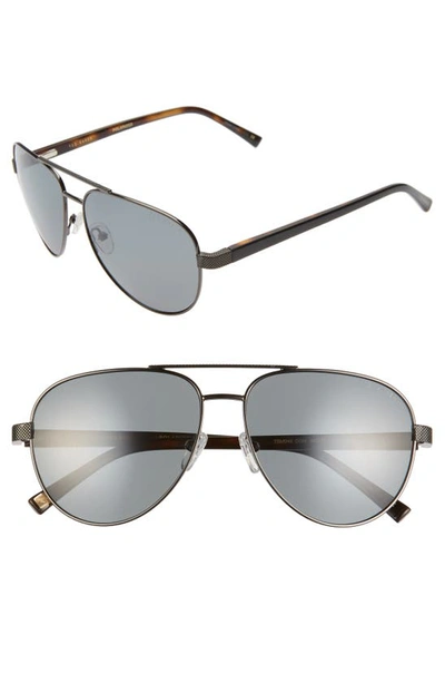 Shop Ted Baker 59mm Polarized Aviator Sunglasses In Dark Gunmetal