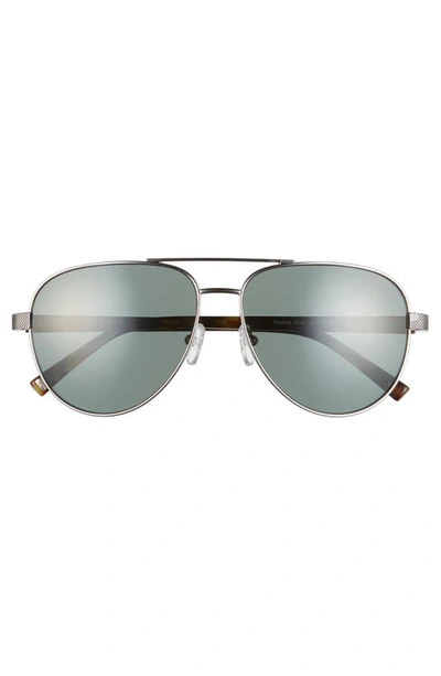 Shop Ted Baker 59mm Polarized Aviator Sunglasses In Gunmetal