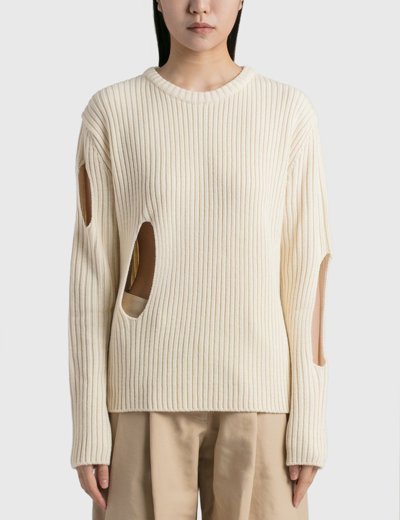 Theopen Product Asymmetric Cut Out Knit Pullover In White | ModeSens