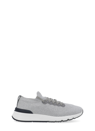 Shop Brunello Cucinelli Sneakers In Silver+fumo