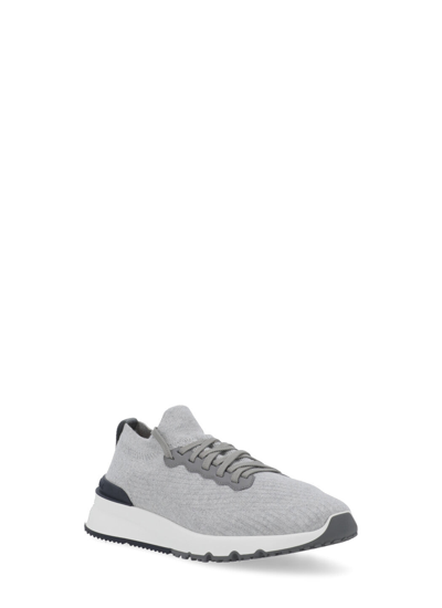 Shop Brunello Cucinelli Sneakers In Silver+fumo