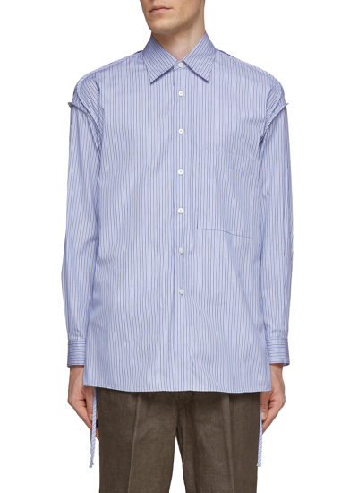 Yoke 'thomas Mason' Striped Piping Shirt In Blue | ModeSens
