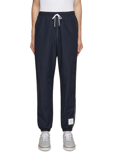 Shop Thom Browne Contrast White Stitching Ripstop Track Pants In Blue