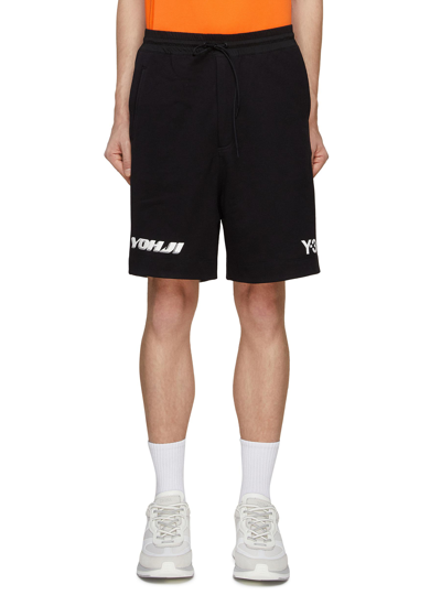 Shop Y-3 Logo Print Elasticated Waistband Shorts In Black