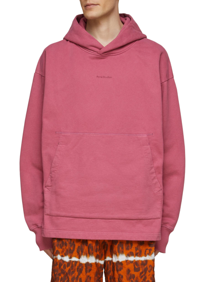 Shop Acne Studios Logo Stamp Cotton Oversized Hoodie In Red