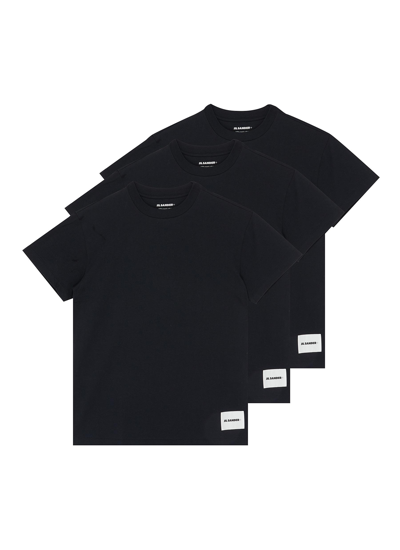 Shop Jil Sander Logo Patch Short Sleeve T-shirt - Pack Of 3 In Blue