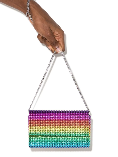Shop Amina Muaddi Paloma Crystal-embellished Clutch Bag In Gelb