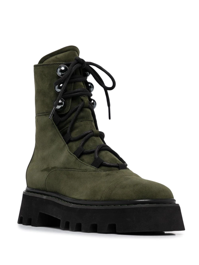 Shop Nicholas Kirkwood Pearlogy Suede Combat Boots In Green
