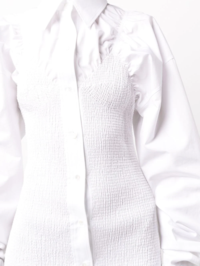 Shop Alexander Wang Shirred Hourglass Shirt Dress In White