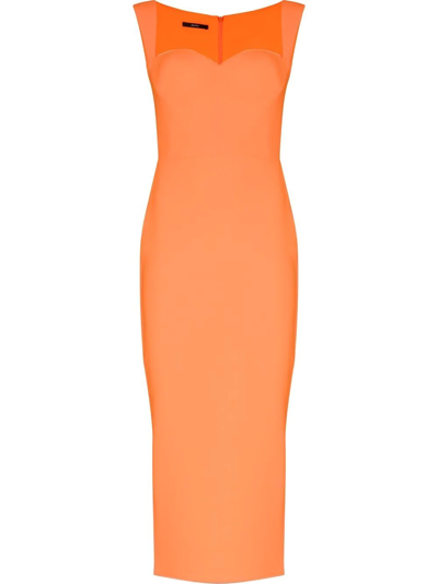 Shop Alex Perry Claron Sweetheart-neck Midi Dress In Orange
