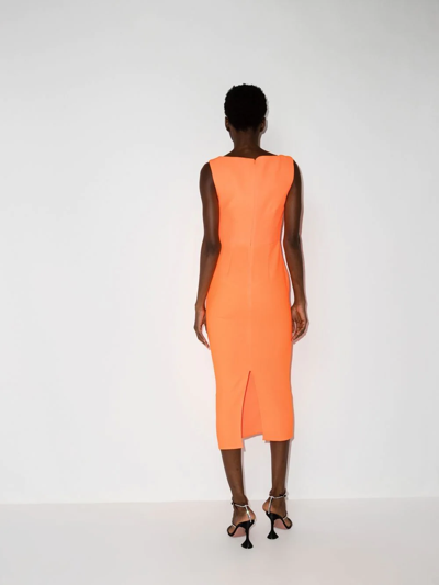 Shop Alex Perry Claron Sweetheart-neck Midi Dress In Orange