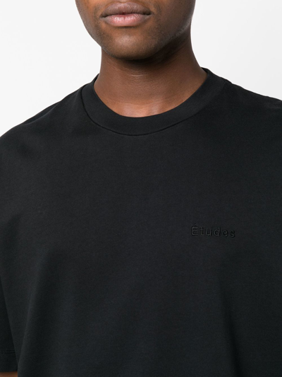 Shop Etudes Studio Embroidered-logo Organic Cotton T-shirt In Black