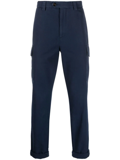 Shop Brunello Cucinelli Four-pocket Cotton Cargo Trousers In Blue