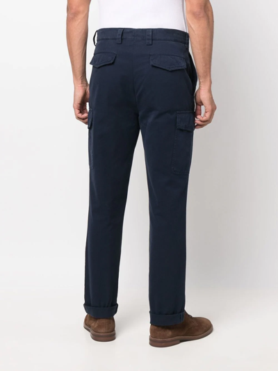 Shop Brunello Cucinelli Four-pocket Cotton Cargo Trousers In Blue