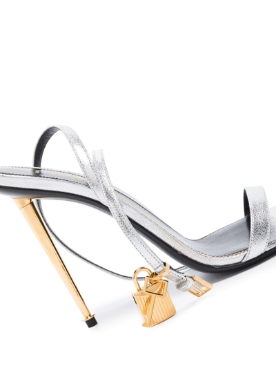 Shop Tom Ford Padlock 105mm Sandals In Silver