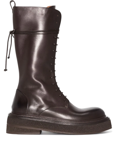 Shop Marsèll Lace-up Calf-length Boots In Brown
