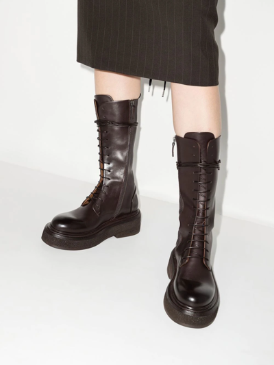 Shop Marsèll Lace-up Calf-length Boots In Brown