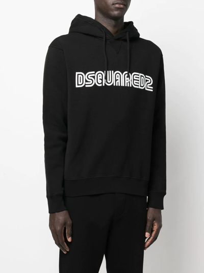 Dsquared2 Black Logo-print Cotton Hoodie In Black