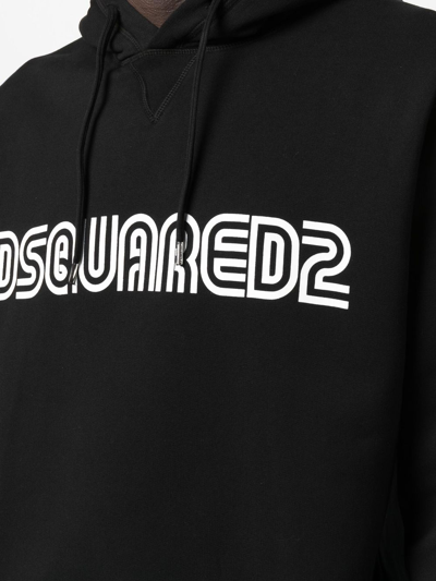 Dsquared2 Black Logo-print Cotton Hoodie In Black