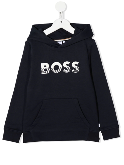 Shop Bosswear Logo-print Detail Hoodie In Blau