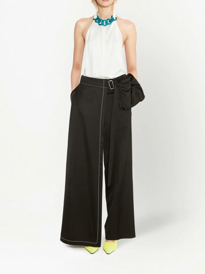 Jw Anderson Chain-embellished Gabardine Halterneck Top In White