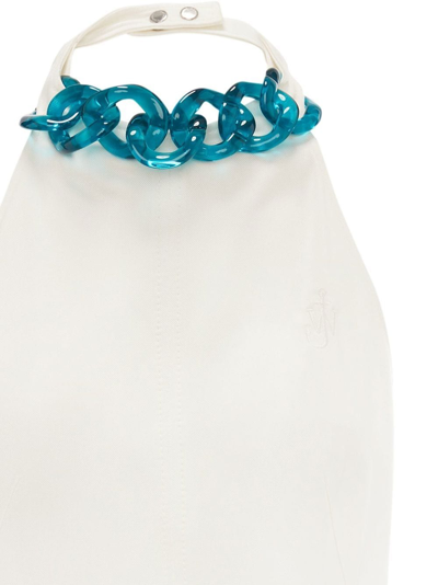 Jw Anderson Chain-embellished Gabardine Halterneck Top In White