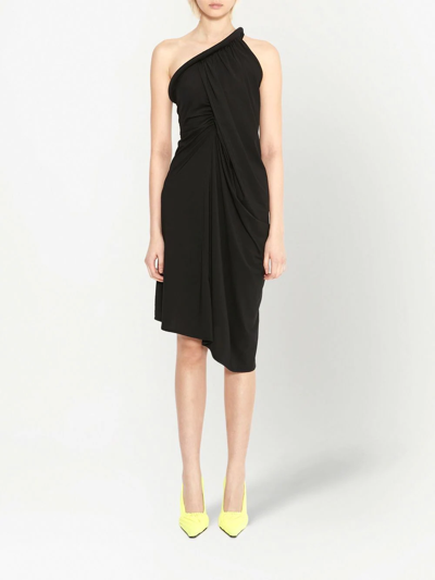 Jw Anderson One-shoulder Asymmetric Gathered Stretch-jersey Dress In Black