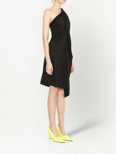 Shop Jw Anderson One-shoulder Gathered Dress In Black