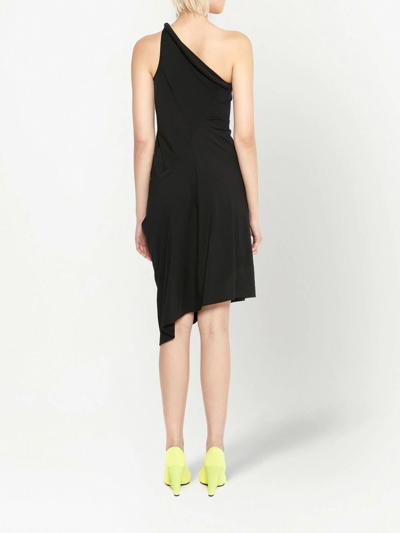 Shop Jw Anderson One-shoulder Gathered Dress In Black