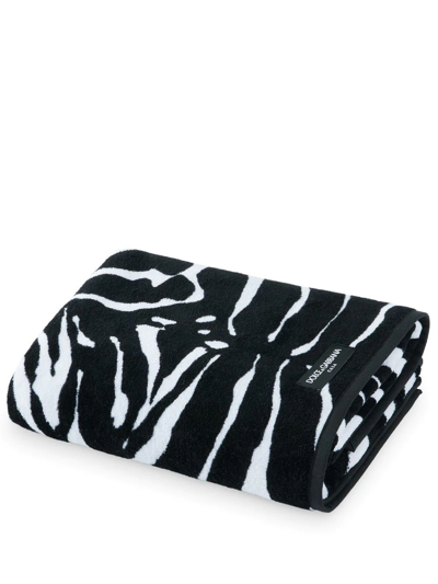 Shop Dolce & Gabbana Terry Cotton Hand Towel In Schwarz