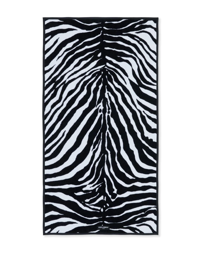 Dolce & Gabbana Terry Cotton Hand Towel In Schwarz