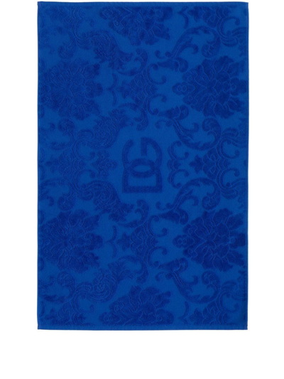 Shop Dolce & Gabbana Logo Jacquard Bath Mat In Blau