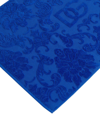 Shop Dolce & Gabbana Logo Jacquard Bath Mat In Blau