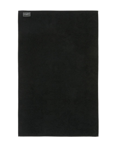 Dolce & Gabbana Cotton Terry Bath Mat In Schwarz