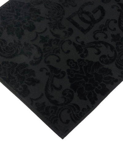 Dolce & Gabbana Cotton Terry Bath Mat In Schwarz