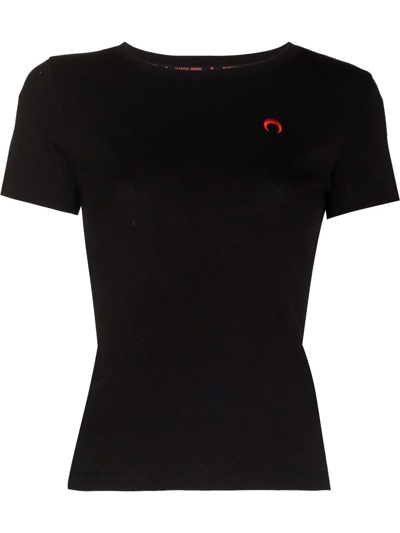 Logo-embroidered Fitted Organic-cotton T-shirt In Black