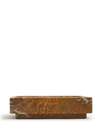 Shop Michaël Verheyden Small Vendome Marble Square Tray In Braun