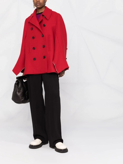 Shop Marni Double-breasted Wool Jacket In Red