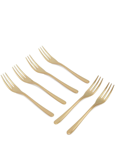 Shop Sambonet Taste Dessert-fork 6-piece Set In Gold